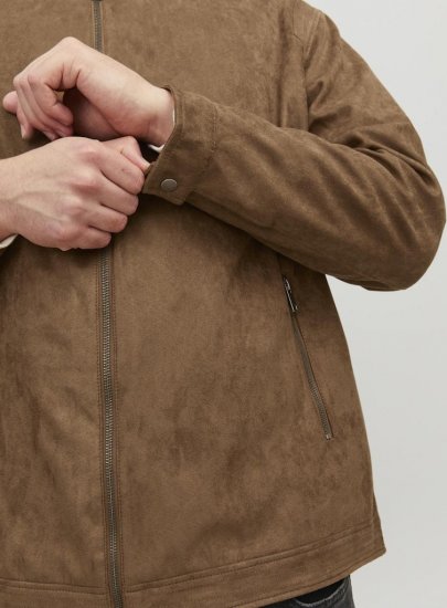 Jack & Jones Rocky Urban Rider Leather Jacket Brown - Якета - мъжки якета големи размери