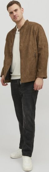Jack & Jones Rocky Urban Rider Leather Jacket Brown - Якета - мъжки якета големи размери