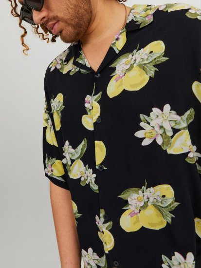 Jack & Jones JORLUKE FLORES Resort Shirt Black - Ризи - мъжки ризи големи размери