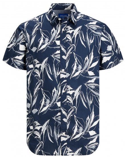Jack & Jones JORCRAYON AOP Shirt Navy - Ризи - мъжки ризи големи размери