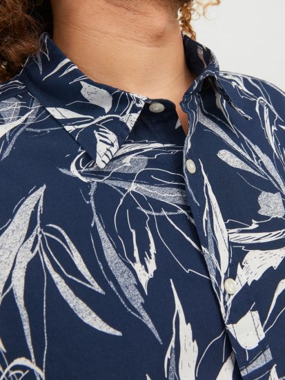 Jack & Jones JORCRAYON AOP Shirt Navy - Ризи - мъжки ризи големи размери