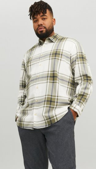 Jack & Jones JORJOSHUA Checked Shirt Dusty Olive - Ризи - мъжки ризи големи размери