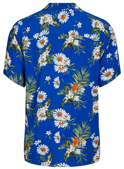 Jack & Jones JORLUKE FLORES Resort Shirt Nautical Blue - Ризи - мъжки ризи големи размери