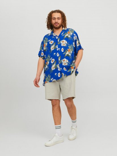 Jack & Jones JORLUKE FLORES Resort Shirt Nautical Blue - Ризи - мъжки ризи големи размери