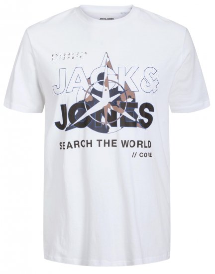 Jack & Jones JCOHUNT T-Shirt White - Тениски - мъжки тениски големи размери