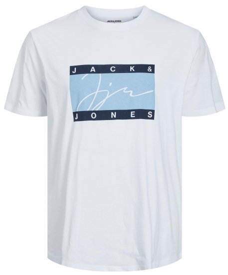 Jack & Jones JORJOSHUA T-shirt Bright White - Тениски - мъжки тениски големи размери