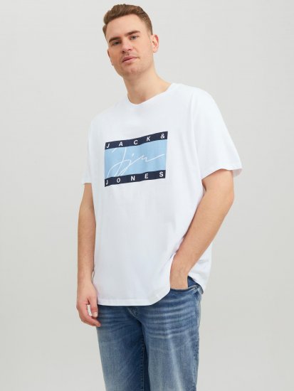 Jack & Jones JORJOSHUA T-shirt Bright White - Тениски - мъжки тениски големи размери