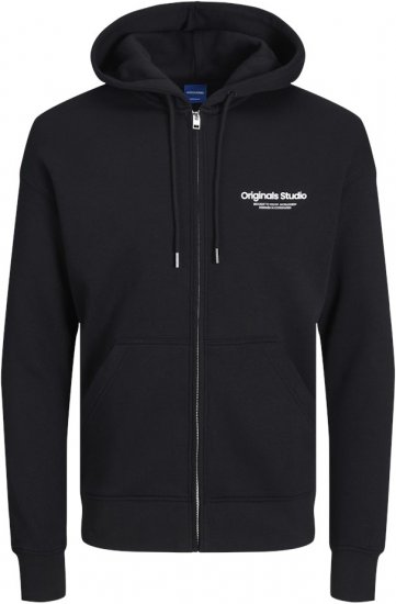 Jack & Jones ESTERBRO Zip Hoodie Black - Суичъри & cуичъри с качулка - мъжки суичъри големи размери