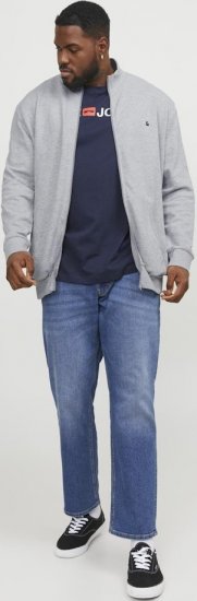 Jack & Jones PAULOS Turtleneck Zip Sweatshirt Light Grey Melange - Суичъри & cуичъри с качулка - мъжки суичъри големи размери