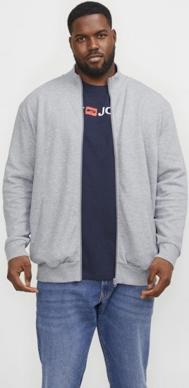Jack & Jones PAULOS Turtleneck Zip Sweatshirt Light Grey Melange - Суичъри & cуичъри с качулка - мъжки суичъри големи размери