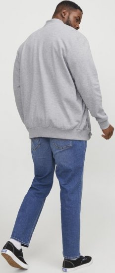 Jack & Jones PAULOS Turtleneck Zip Sweatshirt Light Grey Melange - Суичъри & cуичъри с качулка - мъжки суичъри големи размери