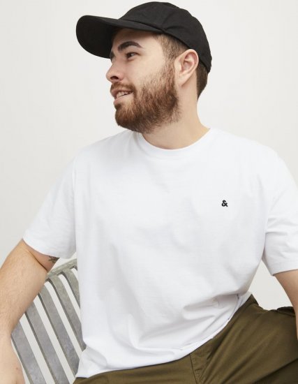 Jack & Jones PAULOS T-Shirt White - Тениски - мъжки тениски големи размери