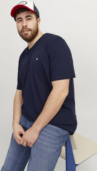 Jack & Jones PAULOS T-Shirt Navy Blazer - Тениски - мъжки тениски големи размери