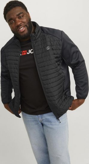 Jack & Jones MULTI SET-IN Sleeves Quilted Jacket With Collar Black - Якета - мъжки якета големи размери