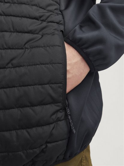 Jack & Jones MULTI SET-IN Sleeves Quilted Jacket With Collar Black - Якета - мъжки якета големи размери
