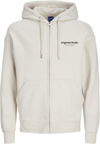 Jack & Jones ESTERBRO Zip Hoodie Light Grey - Суичъри & cуичъри с качулка - мъжки суичъри големи размери
