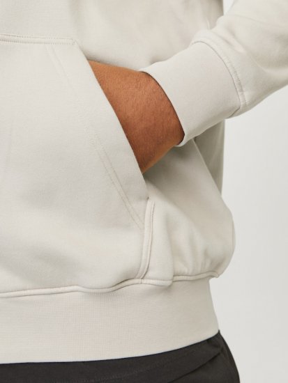 Jack & Jones ESTERBRO Zip Hoodie Light Grey - Суичъри & cуичъри с качулка - мъжки суичъри големи размери