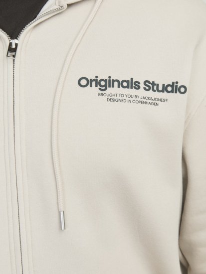 Jack & Jones ESTERBRO Zip Hoodie Light Grey - Суичъри & cуичъри с качулка - мъжки суичъри големи размери