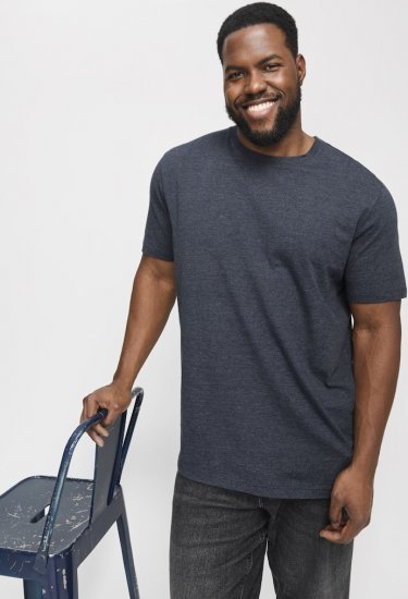 Jack & Jones ORGANIC T-Shirt Navy Blazer/Melange - Тениски - мъжки тениски големи размери