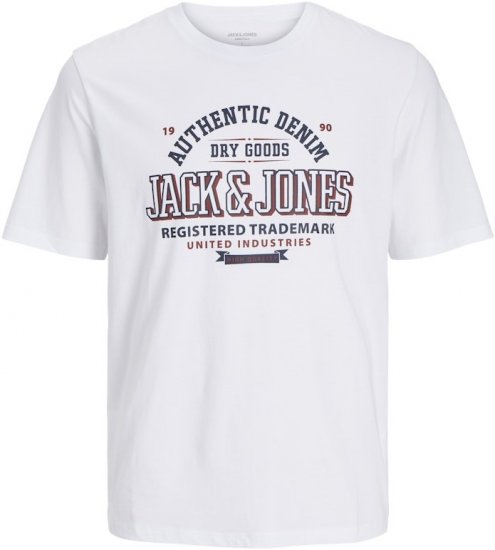 Jack & Jones JJELOGO O-Neck T-Shirt White - Тениски - мъжки тениски големи размери
