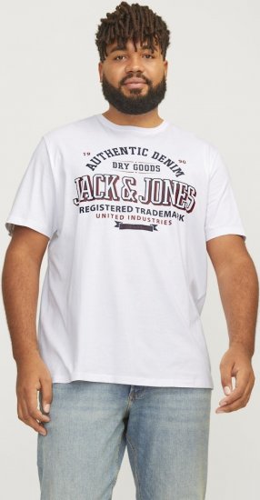 Jack & Jones JJELOGO O-Neck T-Shirt White - Тениски - мъжки тениски големи размери