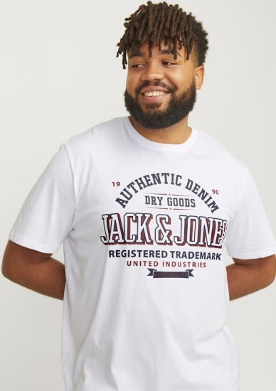 Jack & Jones JJELOGO O-Neck T-Shirt White - Тениски - мъжки тениски големи размери