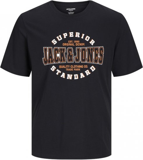 Jack & Jones LOGO O-Neck T-Shirt Black - Тениски - мъжки тениски големи размери
