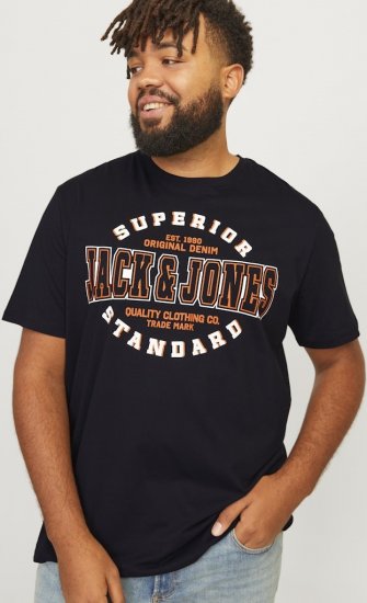 Jack & Jones LOGO O-Neck T-Shirt Black - Тениски - мъжки тениски големи размери