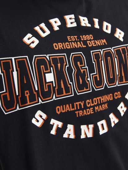 Jack & Jones LOGO O-Neck T-Shirt Black - Тениски - мъжки тениски големи размери