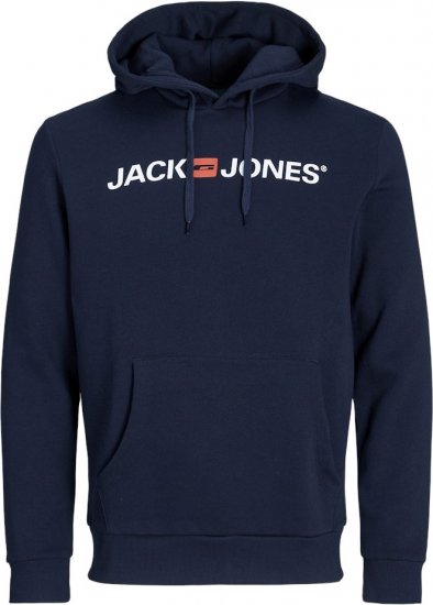 Jack & Jones CORP OLD LOGO REG FIT Hoodie Navy Blazer - Суичъри & cуичъри с качулка - мъжки суичъри големи размери