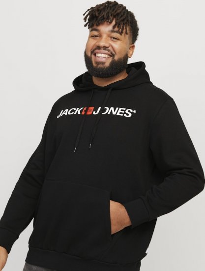 Jack & Jones CORP OLD LOGO REG FIT Hoodie Black - Суичъри & cуичъри с качулка - мъжки суичъри големи размери