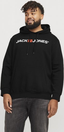 Jack & Jones CORP OLD LOGO REG FIT Hoodie Black - Суичъри & cуичъри с качулка - мъжки суичъри големи размери