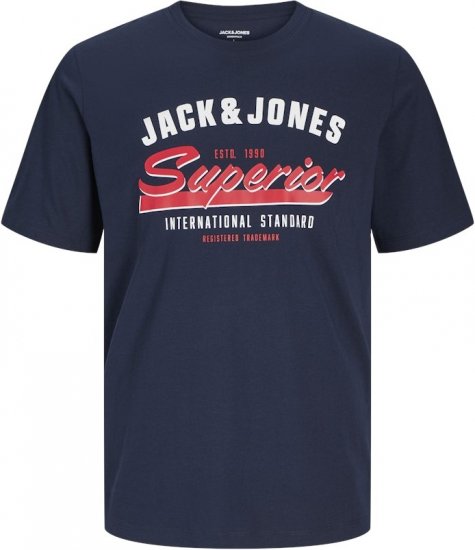 Jack & Jones LOGO O-Neck T-Shirt Dark Blue - Тениски - мъжки тениски големи размери
