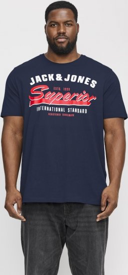 Jack & Jones LOGO O-Neck T-Shirt Dark Blue - Тениски - мъжки тениски големи размери