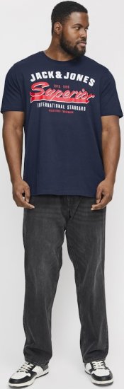 Jack & Jones LOGO O-Neck T-Shirt Dark Blue - Тениски - мъжки тениски големи размери