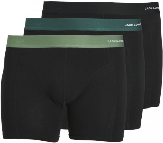 Jack & Jones Nick Bamboo Trunks 3-Pack Green/Black - Бельо & Бански шорти - Мъжко бельо големи размери