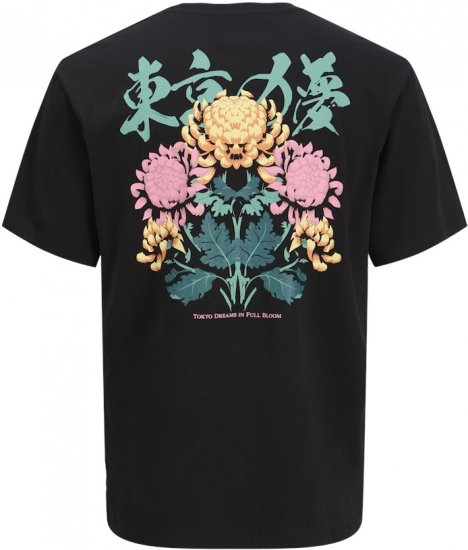 Jack & Jones Dreams Front & Back Print Crew Neck T-Shirt Black - Тениски - мъжки тениски големи размери