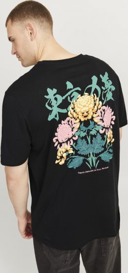 Jack & Jones Dreams Front & Back Print Crew Neck T-Shirt Black - Тениски - мъжки тениски големи размери
