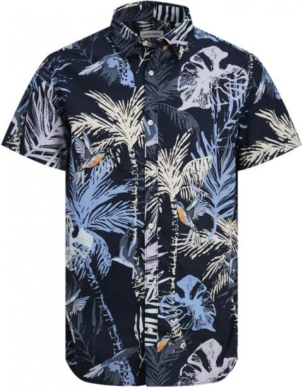Jack & Jones Hawaii AOP Shirt Blue - Ризи - мъжки ризи големи размери