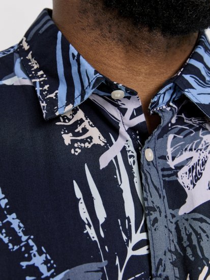 Jack & Jones Hawaii AOP Shirt Blue - Ризи - мъжки ризи големи размери