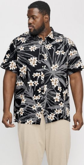 Jack & Jones Hawaii AOP Shirt Black - Ризи - мъжки ризи големи размери