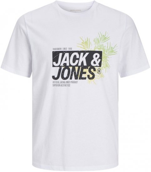 Jack & Jones Jaxon Crew Neck T-Shirt White - Тениски - мъжки тениски големи размери