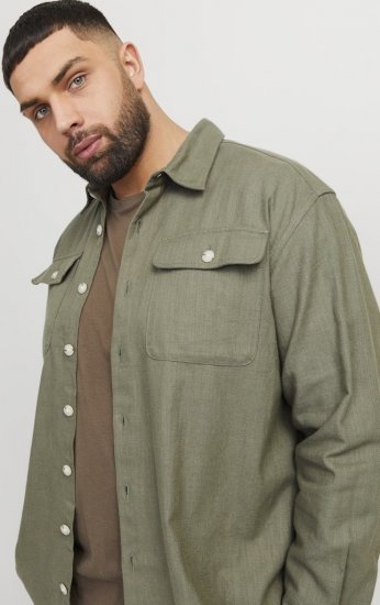 Jack & Jones Raymond Spring Long Sleeve Overshirt Green - Ризи - мъжки ризи големи размери