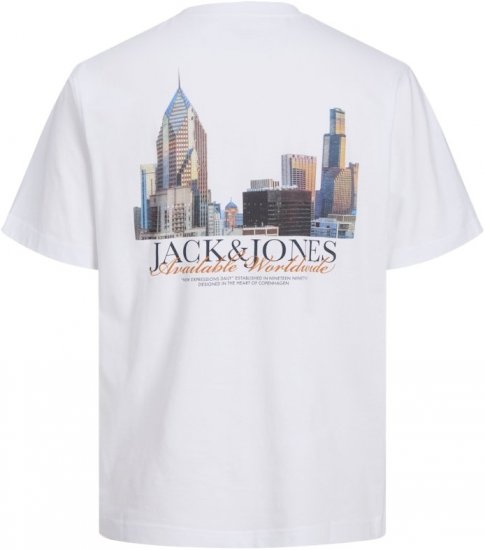 Jack & Jones Boston Photo Crew Neck T-Shirt Bright White - Тениски - мъжки тениски големи размери