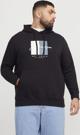 Jack & Jones Frederiksberg Box Script Hoodie Black - Суичъри & cуичъри с качулка - мъжки суичъри големи размери