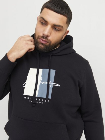 Jack & Jones Frederiksberg Box Script Hoodie Black - Суичъри & cуичъри с качулка - мъжки суичъри големи размери