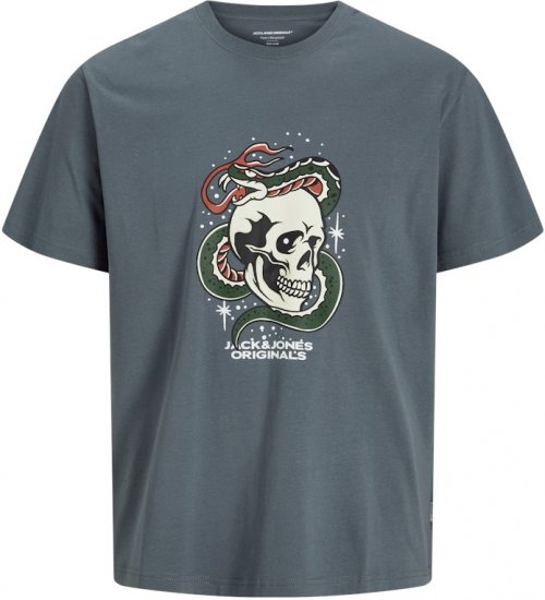 Jack & Jones Anatomy Skull Crew Neck T-Shirt Grey - Тениски - мъжки тениски големи размери