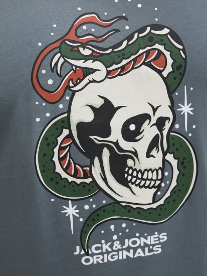 Jack & Jones Anatomy Skull Crew Neck T-Shirt Grey - Тениски - мъжки тениски големи размери