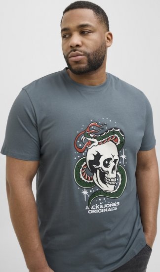 Jack & Jones Anatomy Skull Crew Neck T-Shirt Grey - Тениски - мъжки тениски големи размери