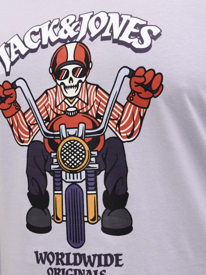 Jack & Jones Anatomy Skull Crew Neck T-Shirt Violet - Тениски - мъжки тениски големи размери